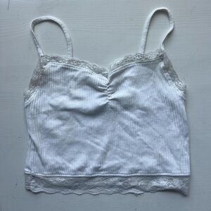 White Lace Trim Cami Top